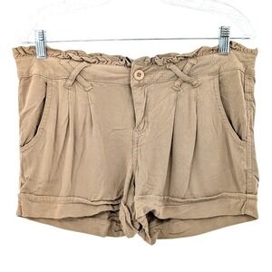 Boho Paperbag Waist Shorts BeBop Tan Pleated Casual Summer‎ Size 9